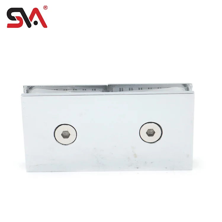 OEM ODM Capability SVA-035 Nickel Shower Glass Clip Door Clamp Square Bevel 180 Degree Double Brass Mirror Clamp Genre Clamps