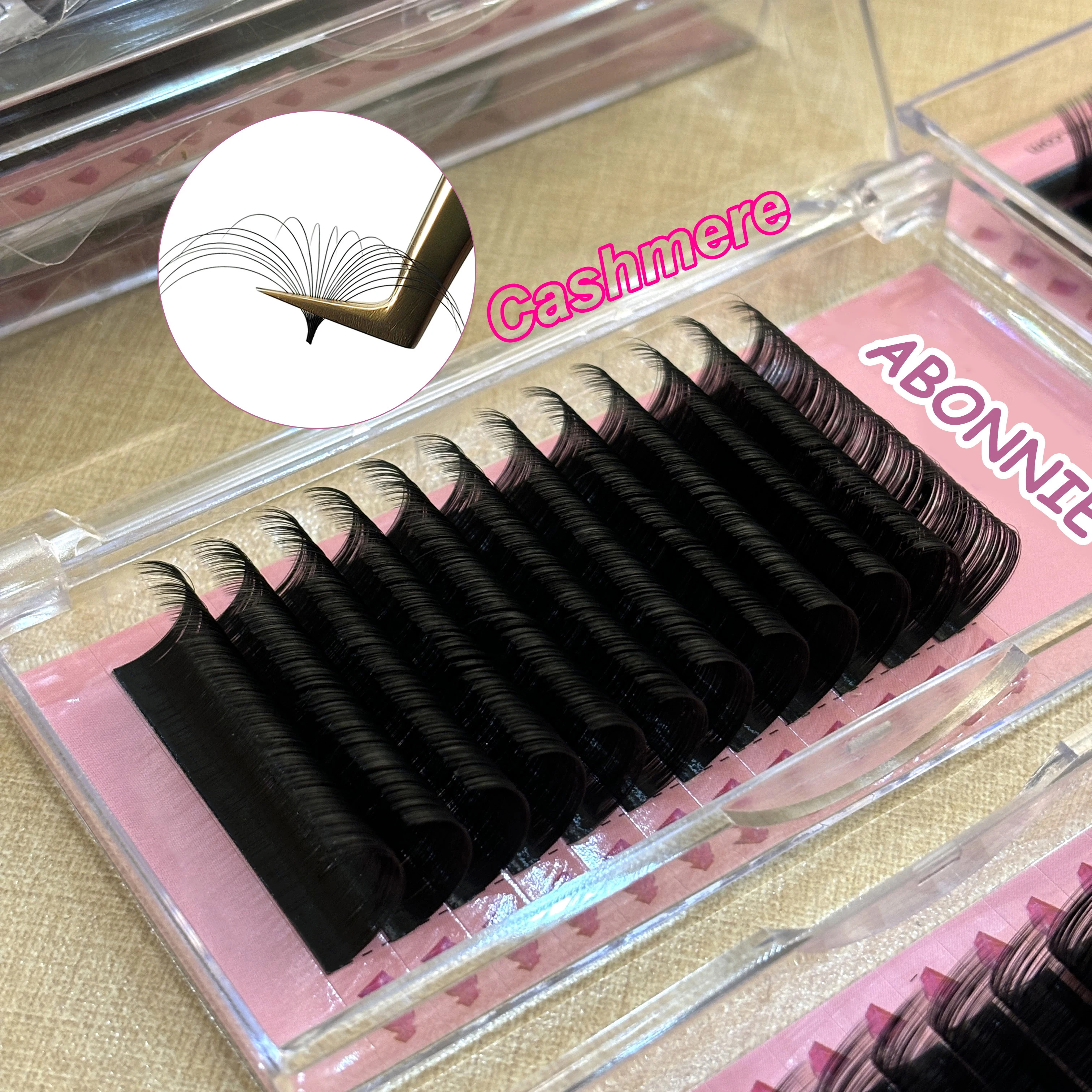 Abonnie Super Dark Matte 0.02 0.03 005 Private Label Velvet Lash Extensions Wholesale Matte Black Cashmere Lash Trays