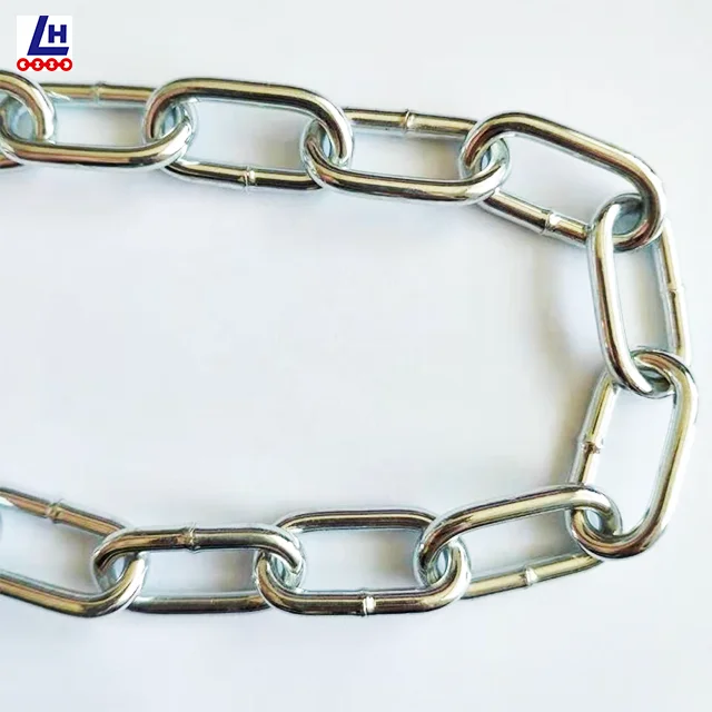 3mm~19mm Galvanized Q235 Q195 Welded Steel Link Chain Long Link Chain  Korean Standard Link Chain For Hanging Pet And Swing