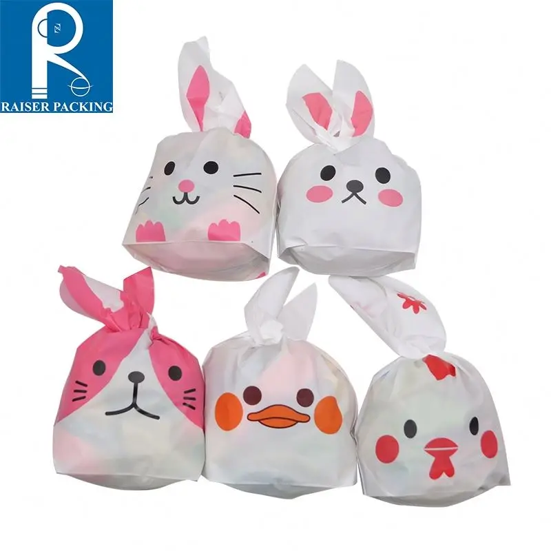 Cute Rabbit Ear Bags Cookie Plastic Bags&Candy Gift Bags For Biscuits Snack Baking Package And Event Party Supplies