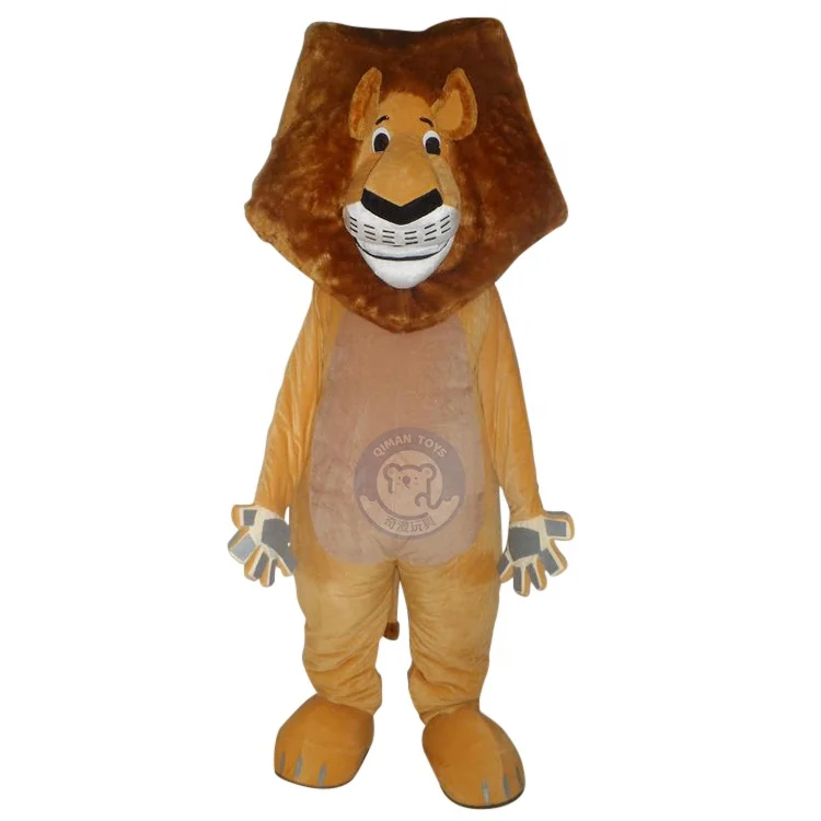 Qiman Custom Adult Size Brown Lion Plush Animal Cartoon Mascot Costume For Sale