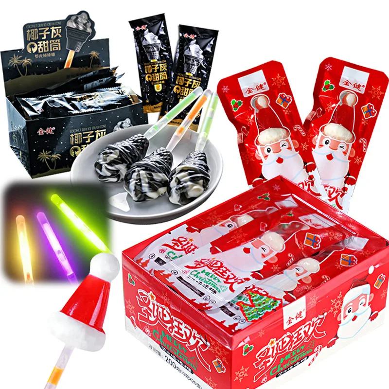 Yummeet wholesale sweets and candies different kinds christmas glow stick lollipop candy