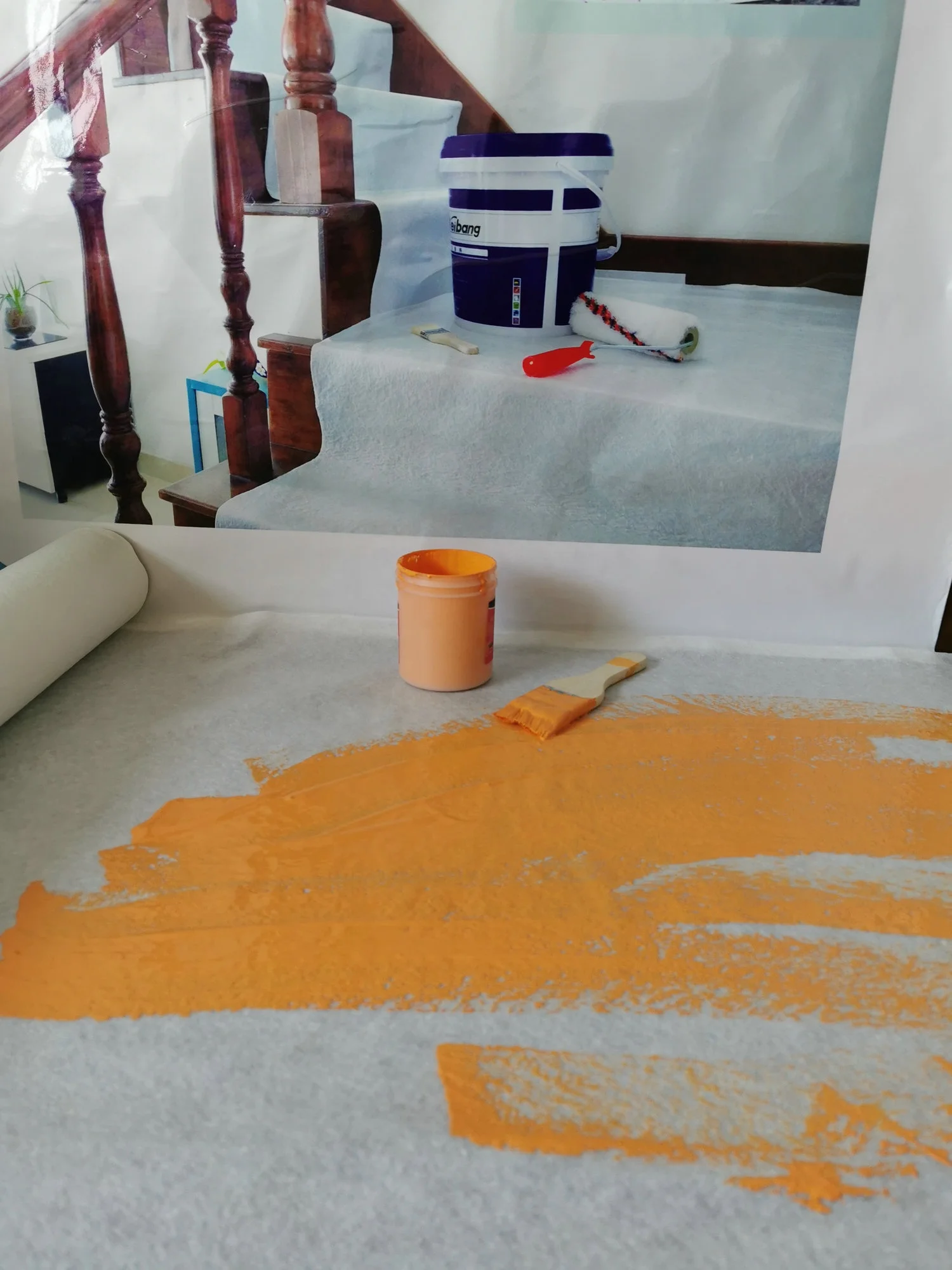 Hot sale 160g 1*25m  Self adhesive Floor protection felt Roll  paint cover fleece floorliner paint protection