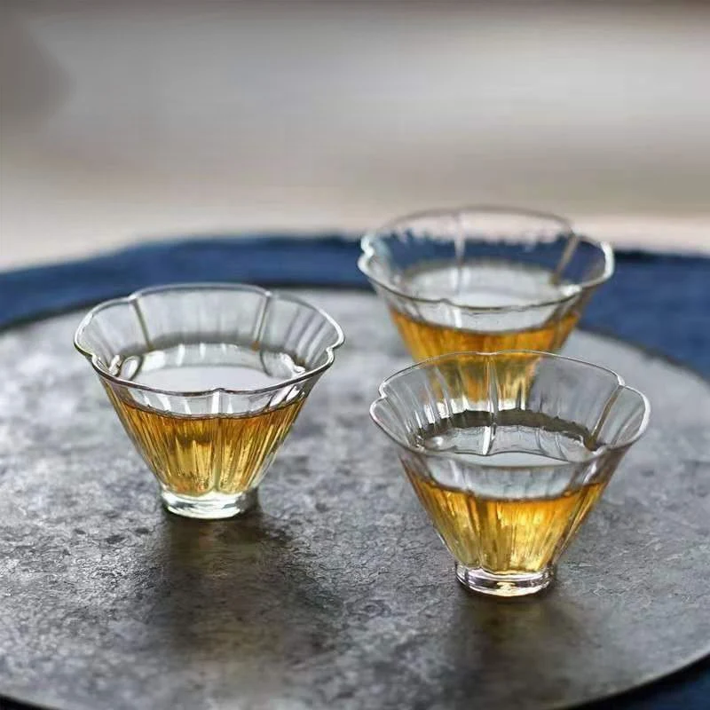 45ML Handmade High Borosilicate Glass Gongfu Tea Cup Mini Transparent Heat-resistant Lique Sake Cups Party Restaurant Drinkware