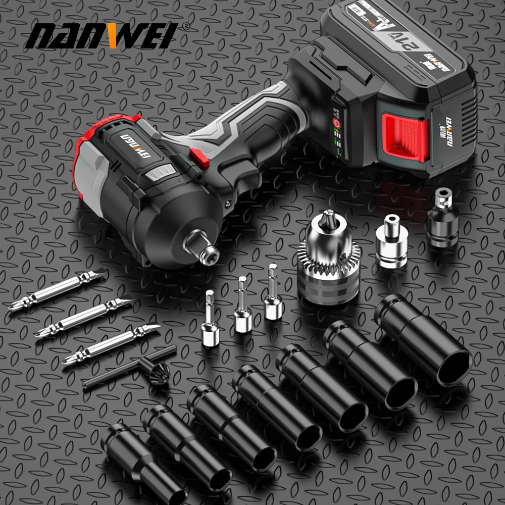 Nanwei 350N Powerful Industrial Lithium Cordless with Battery Impact Wrench Large Torque Lightweight Tool
