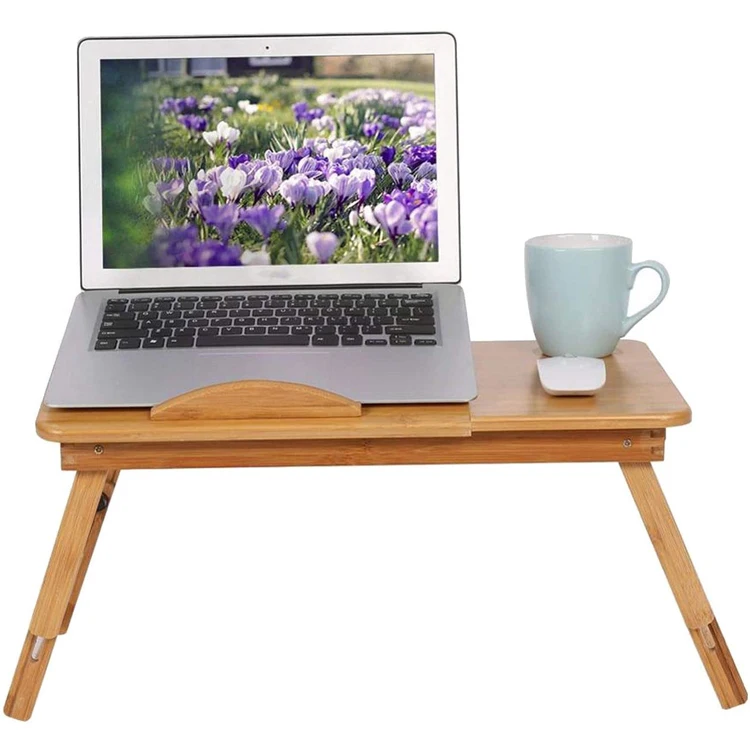 Laptop Desk Table Adjustable Bamboo Foldable Breakfast Serving Bed Tray