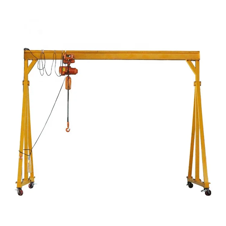 Adjustable 1t 2t 3t 5 ton aluminum portable gantry crane with electric manual chain hoist for sale