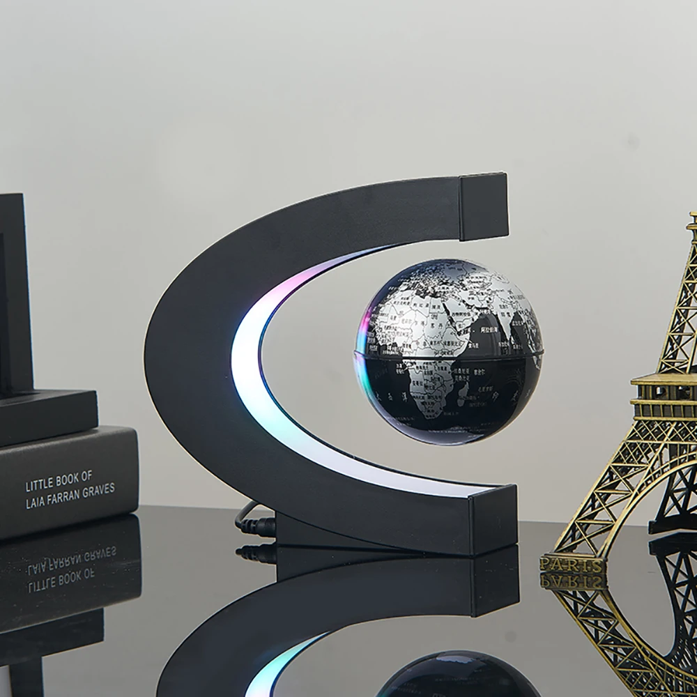 Novel and creative home decoration C-type magnetic levitation globe ornaments