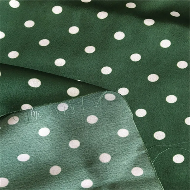 Printed polka dots polyester stretch silk satin fabric for sleepwear dress shirt clothing