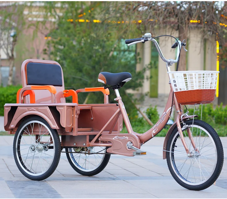 Single Speed 3-Wheel Cargo Bike for Adults and Children for Family Shopping Trips and Buying Vegetables