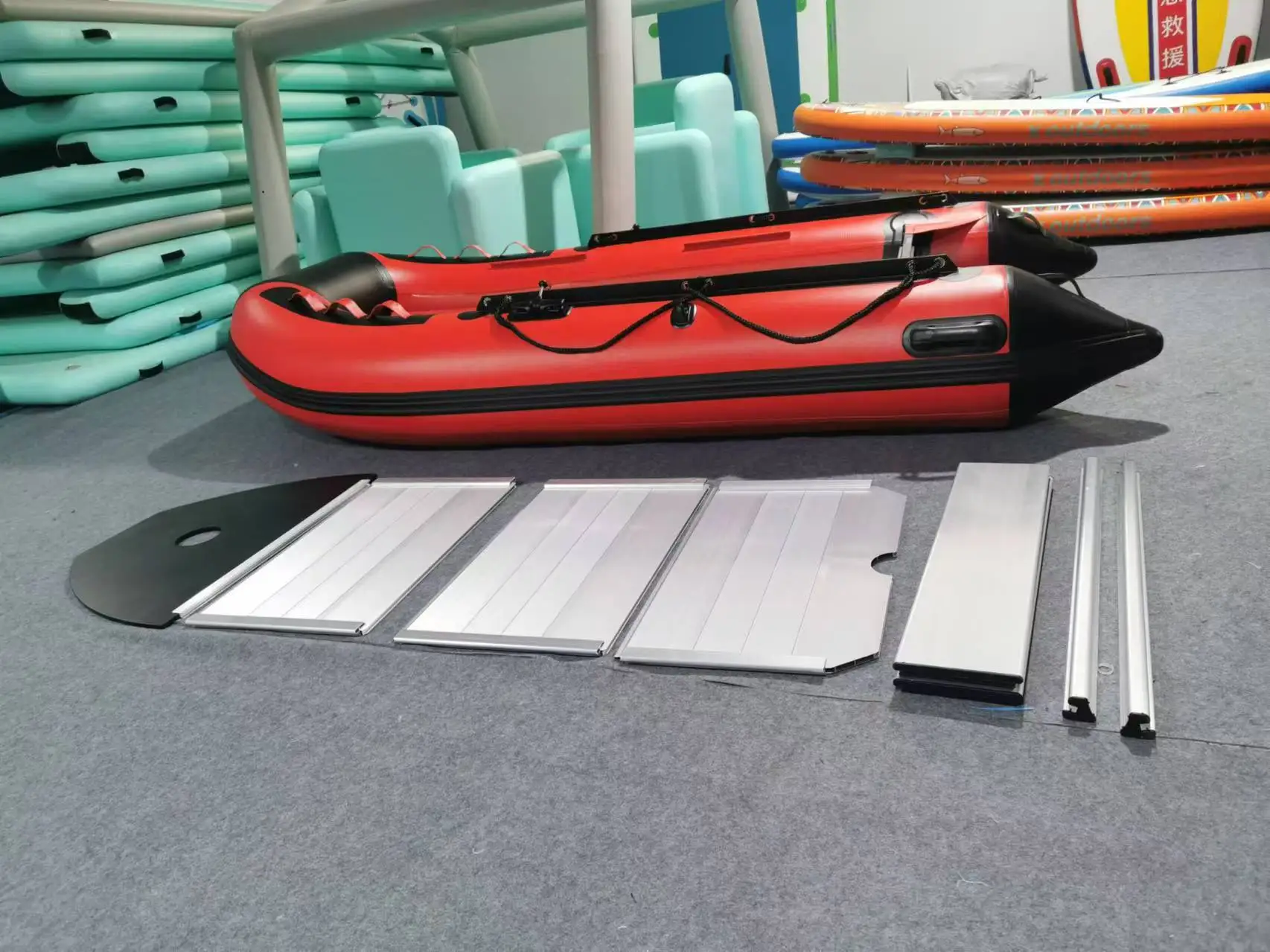4.3m Folded  PVC Inflatable Rowing Boat for 6-8 Persons Outdoor Entertainment on Lake River and Offshore fishing inflatable boat