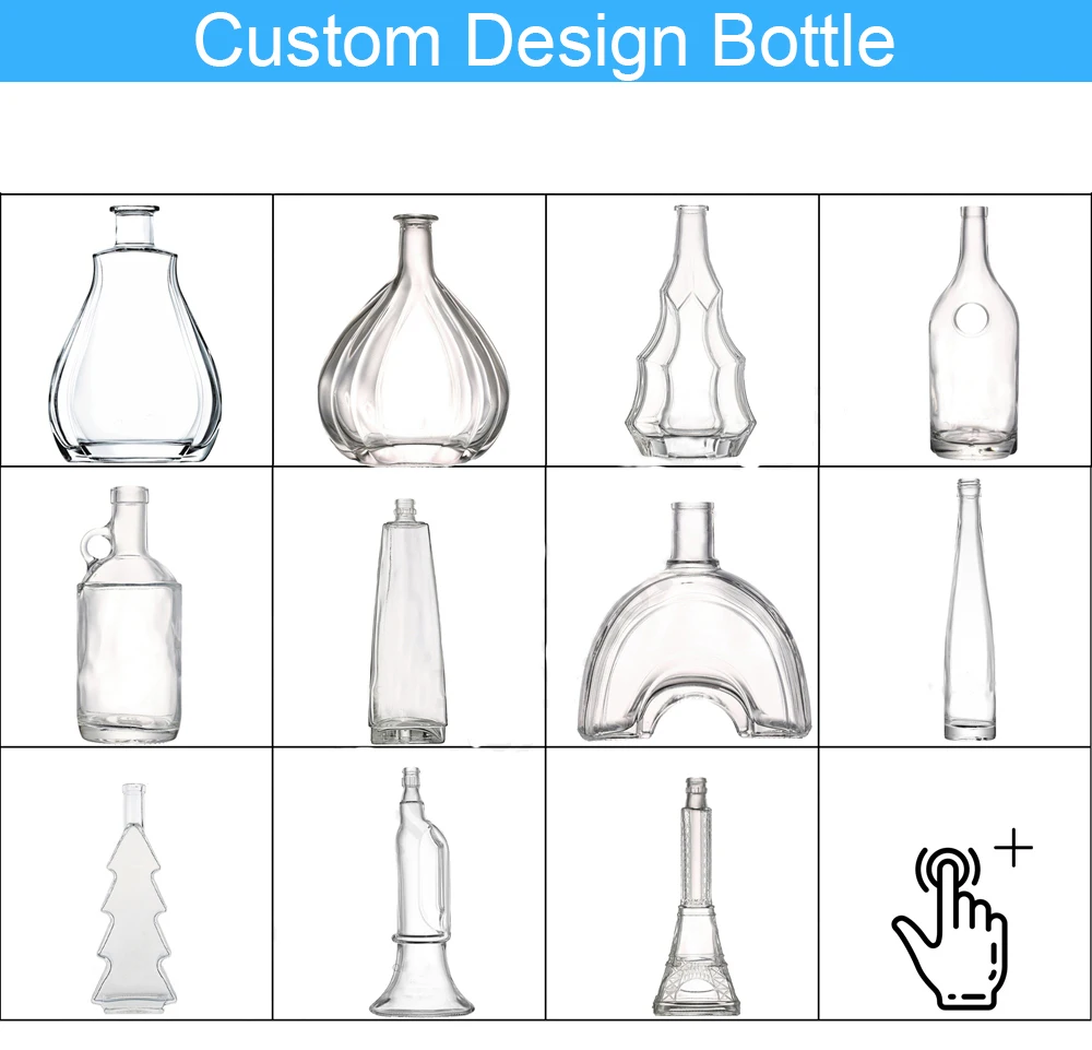 Printing Labeling Round Liquor Custom Moulds for Alcohol Gin Glass clear Bottle 750 ml