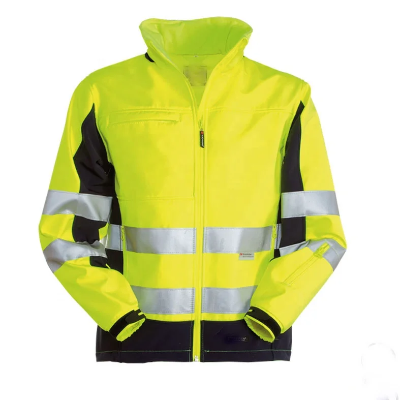 2024 OEM Высококачественная Светоотражающая Защитная Мужская Рабочая куртка с логотипом на заказ желтая флисовая