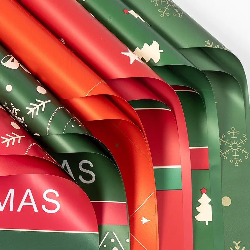 Customized Christmas Pattern Opaque Flower Wrapping Paper for Gifts DIY Waterproof Floral Bouquet Wrapping Film for Fresh Flower