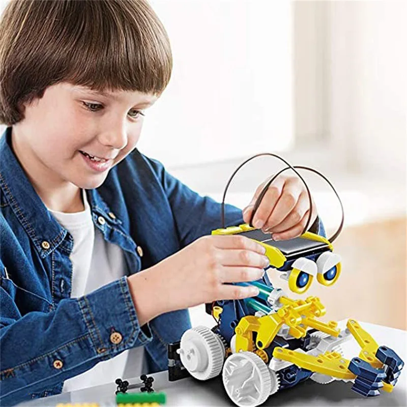 Hot selling 11  in 1 solar toy robot DIY assembling early education toys intelligent toy wholesale