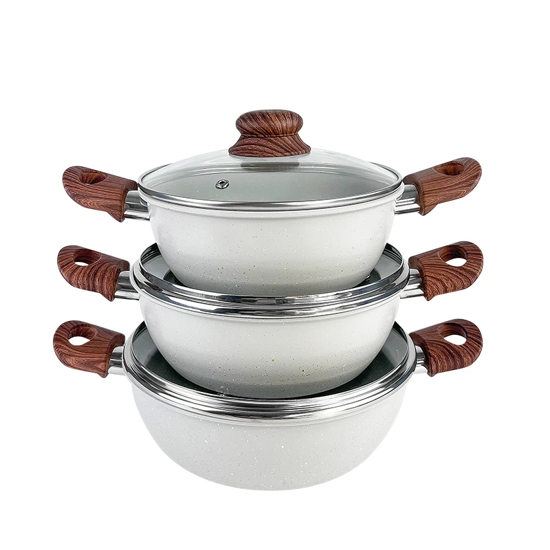 High quality carbon steel cooking kitchen pots non stick cookware sets casserole with lid