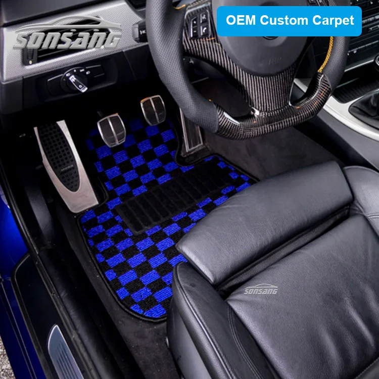 Custom checkered floor mats auto carpet tapetes pesoalizado floor mat car