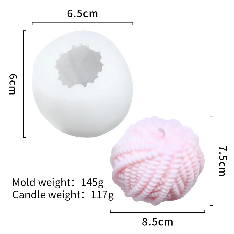 ZO110 wholesale 3d ball candle mold Bead wool ball gypsum chocolate aromatherapy cake decoration tool candle silicone mold