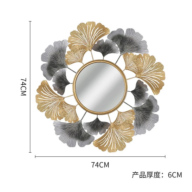 Interior Decoration Modern Classical Bedroom Custom Decorative Wrought Iron Metal Art Hanging Wall Mirror