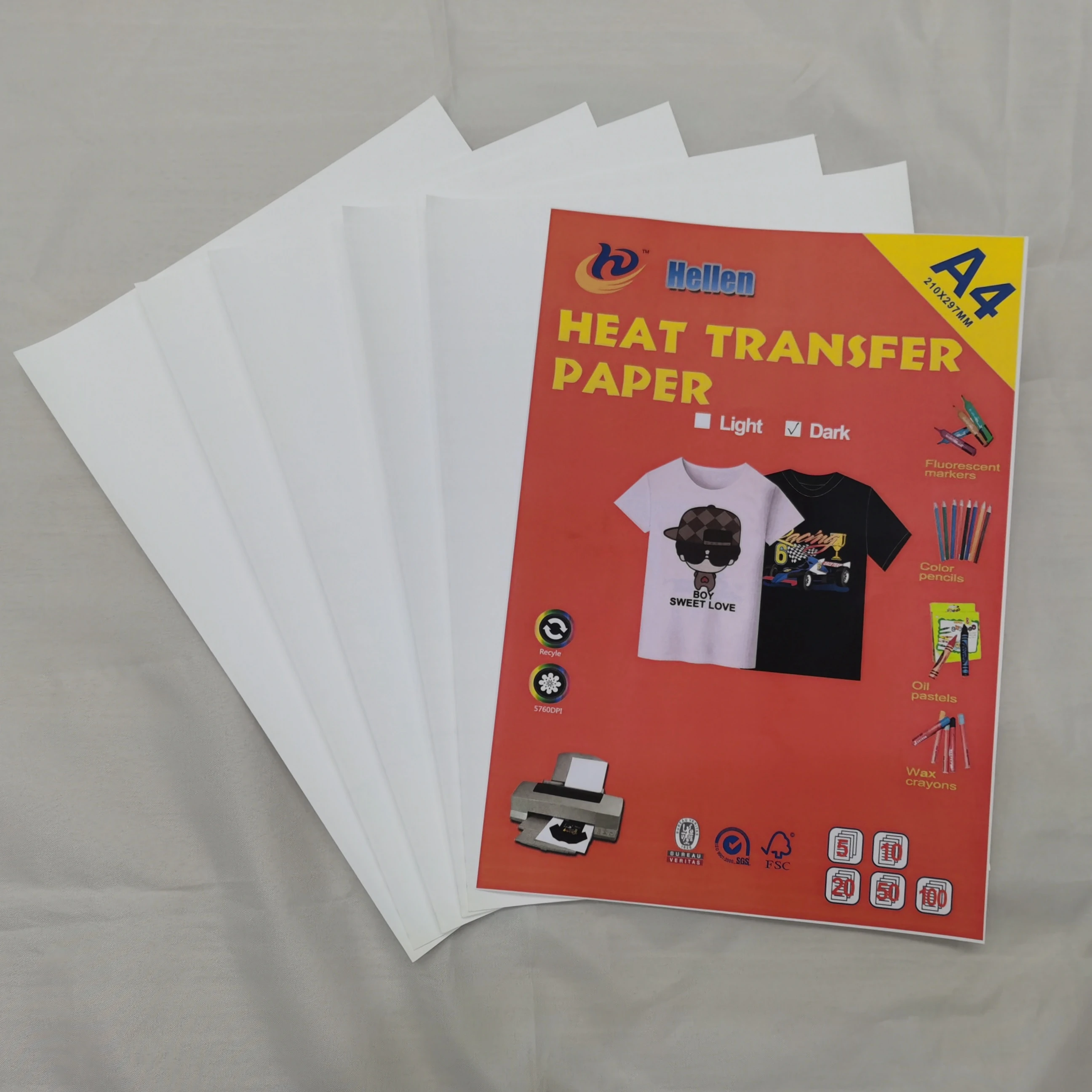 light  and dark soft hand feeling inkjet  heat transfer paper A3  A4  A5 heat transfer paper