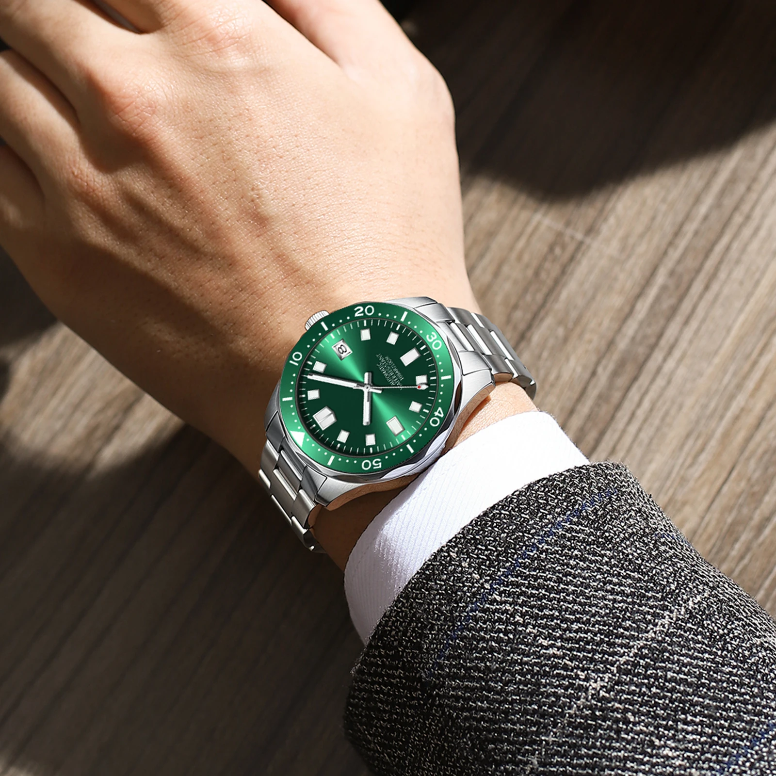 High Quality No Brand Man Stainless Steel 100M Waterproof Mechanical Fashion Watch