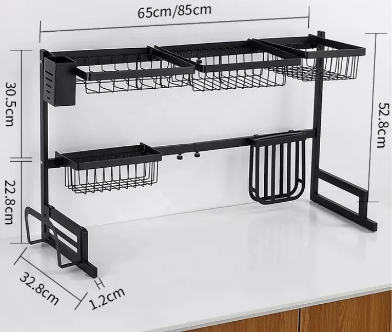 Adjustable Over the Sink Dish Rack Stainless Steel Dish Drying Rack