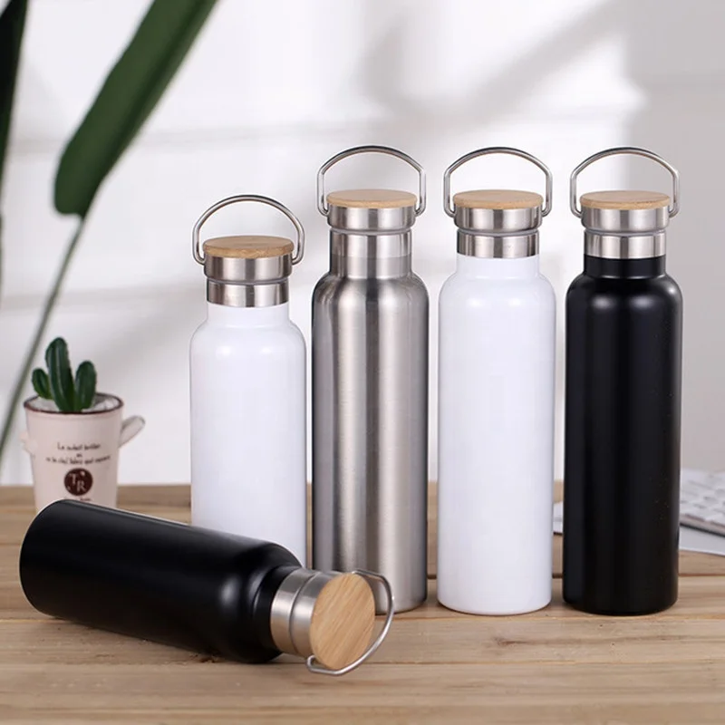 Wholesale Amazon Stainless Steel Foreign Trade Cup American Sports Kettle Double Vacuum Thermos Bottle with Bamboo Cover