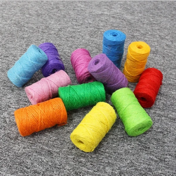 Colorful Natural Jute Twine Colored Gift Cord Twine for DIY Gift Wrapping Arts Crafts Packing String 100meters