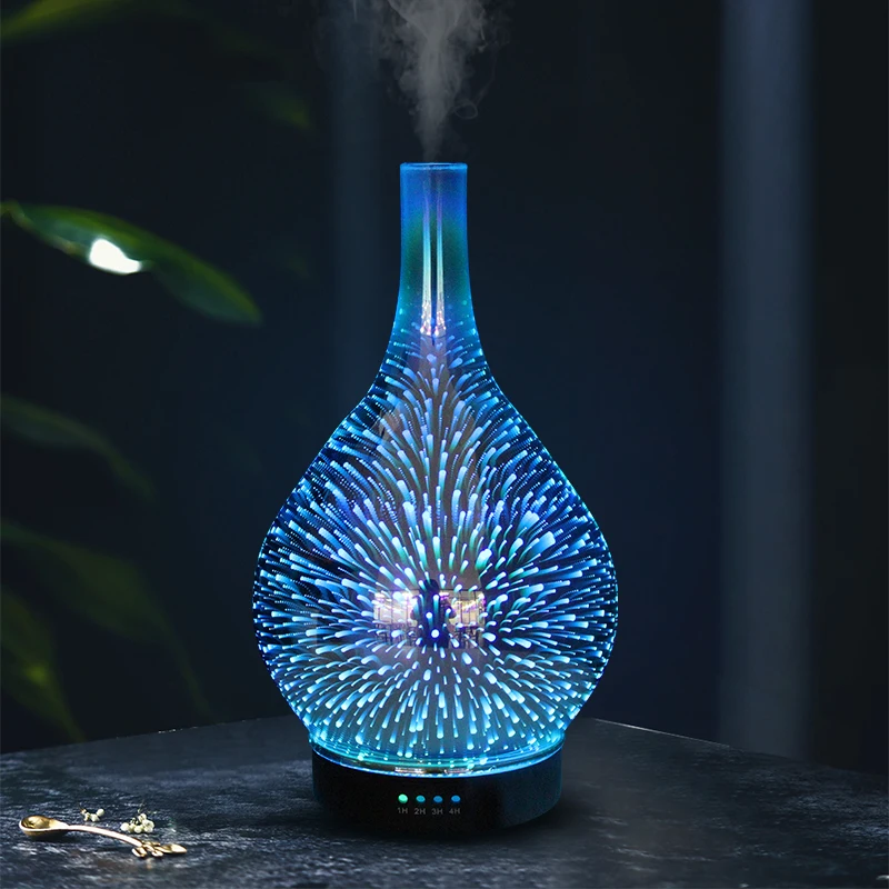 Aromatherapy Machine Electric 3D Projection Firework Baby Humidifier Glass Essential Oil Aroma Lamp Diffuser