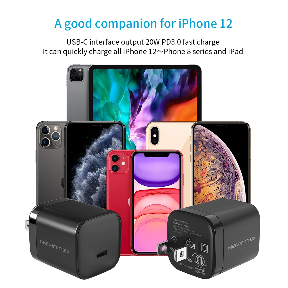  Настенное оригинальное зарядное устройство с одним портом для iPhone 12 Pro Max 20 Вт PD USB Type