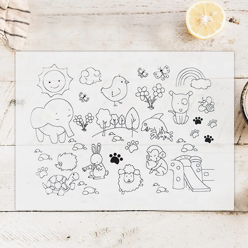 silicone  mat for lunch dinner hot pot cup anti-slip Baby kid place mat cartoon colorful