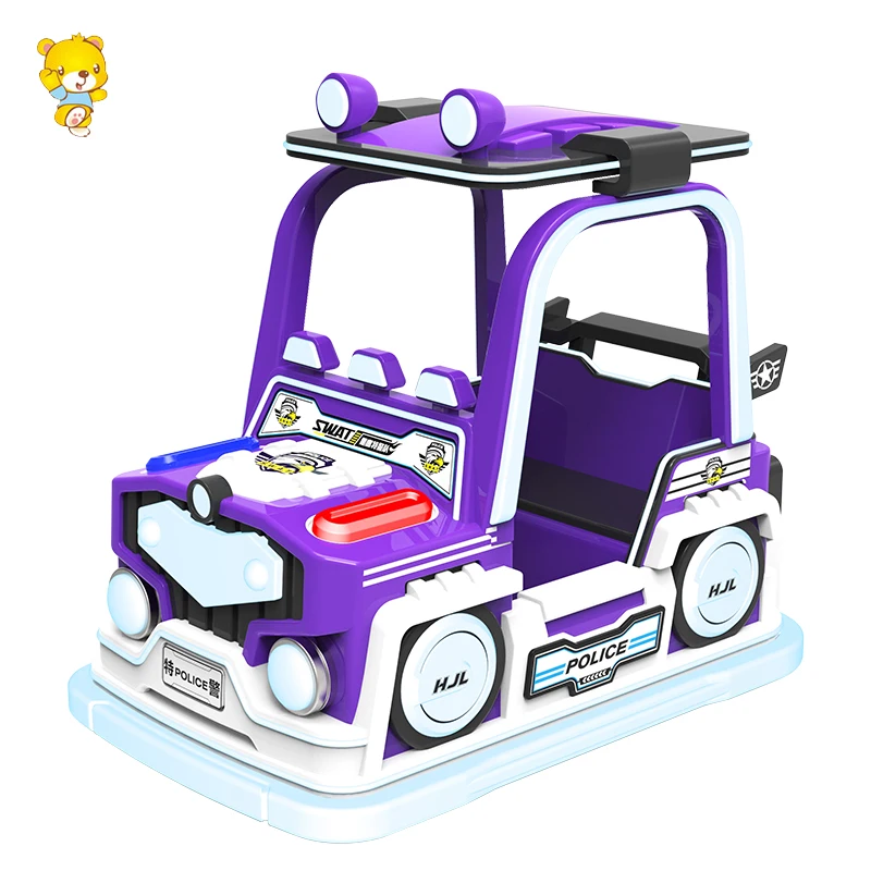 HAOJILE Four-Wheel Drive Kids Toy Car Metal Indoor Playground with WAT and Police Car Roof Amusement Park Equipment
