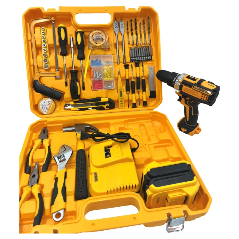 20V Cordless Electric Screwdriver Power Tools Lithium Drill Combination Toolbox OEM Household Hand Tool Set Car Repair