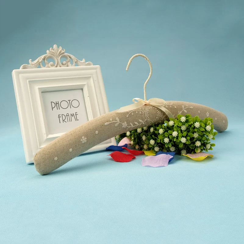 Custom luxury soft fabric satin padded coat wedding cloth hanger