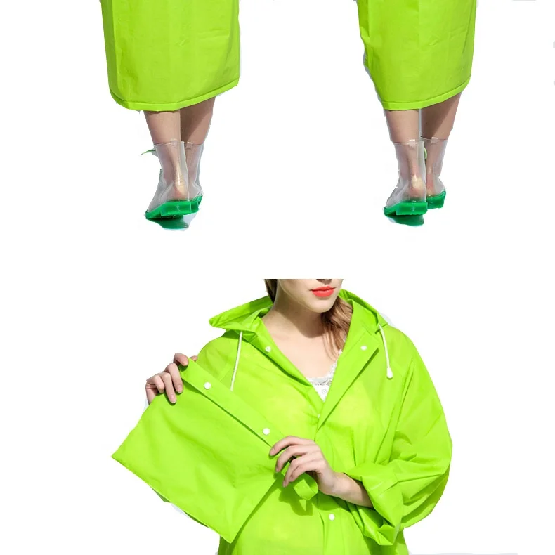 Outdoor Waterproof Riding Clothes PVC Transparent Raincoat Women Men Poncho Hooded Solid color rain coat