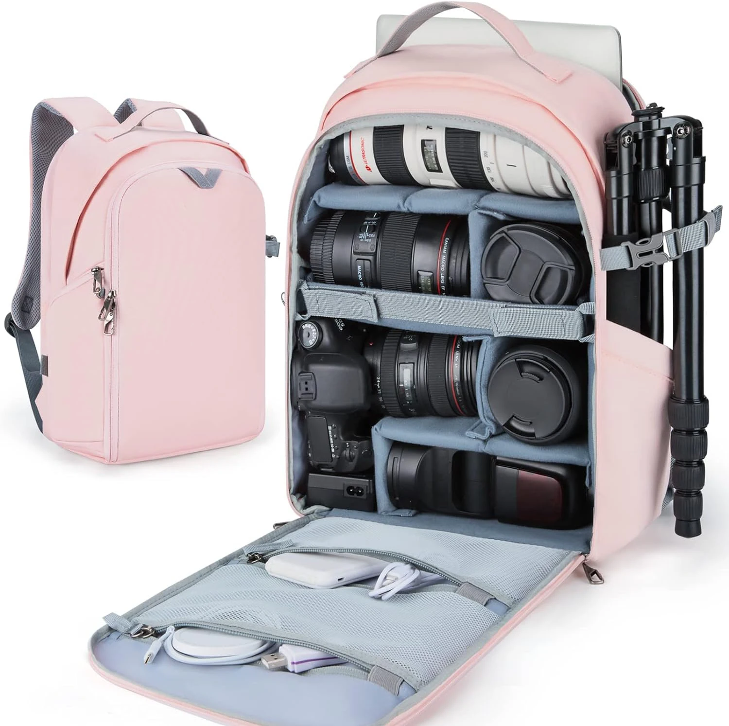 Camera Backpack, DSLR SLR Camera Bags & Cases Fits up to 13.3 Inch Laptop Waterproof with Rain Cover, Tripod Holder for Women