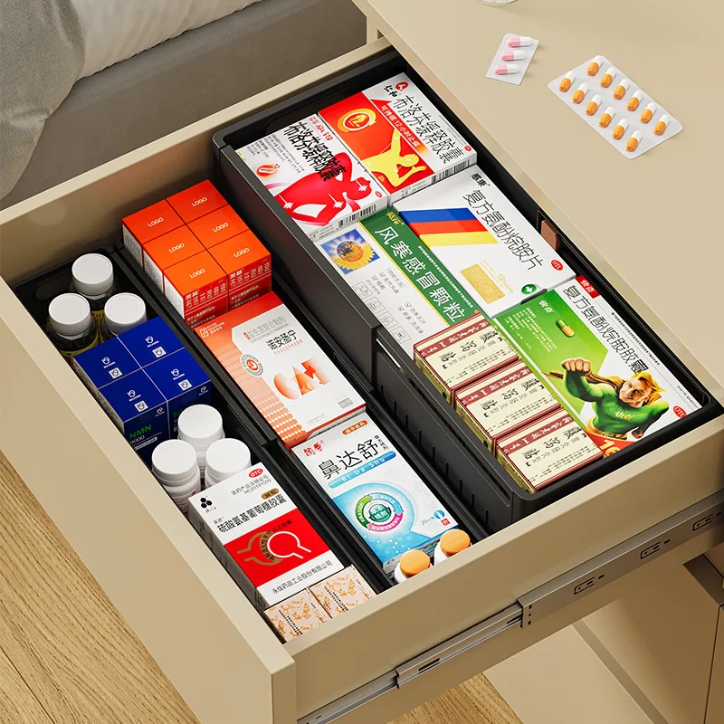 Home Kitchen Deep Storage Cabinets Right-Angle Retractable Organizing Boxes Plastic Tabletops Storage Baskets Cosmetics