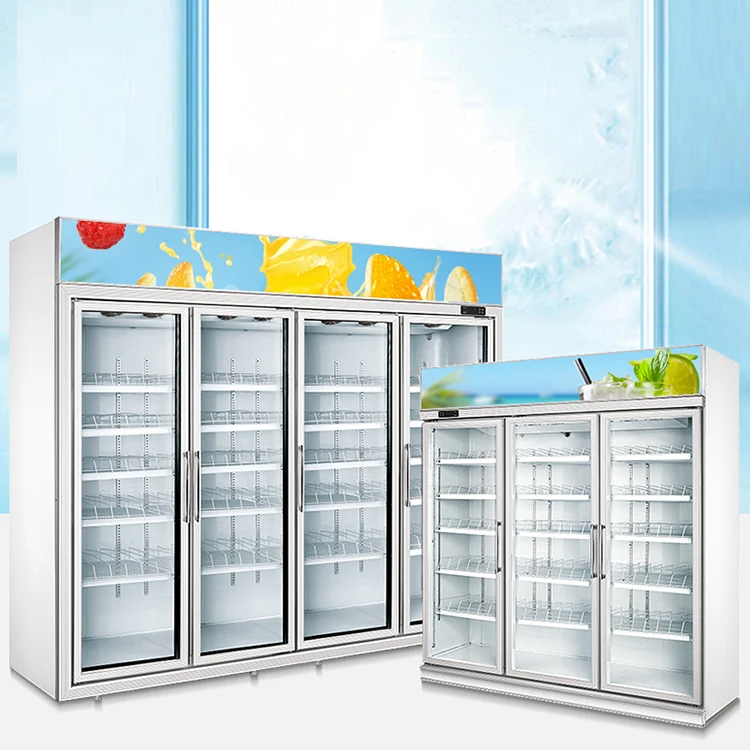 Supermarket Refrigerator Refrigerator Commercial 1450L Slim Upright Supermarket Cooler Cold Drink Display