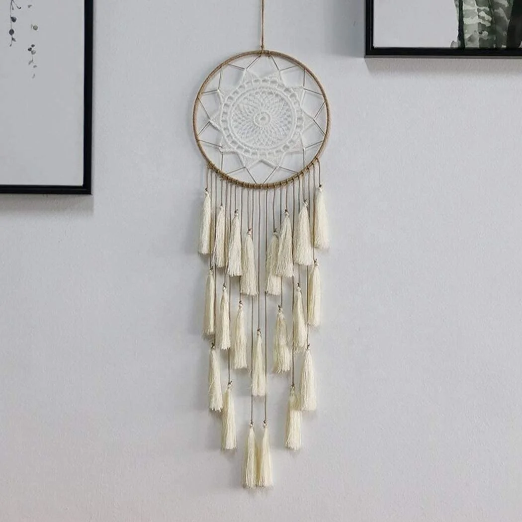 White Dream Catcher Handmade for Home Decor, Handmade Macrame Wall Hanging,Bohemian Bedroom Decoration Gifts for Teenage Girls