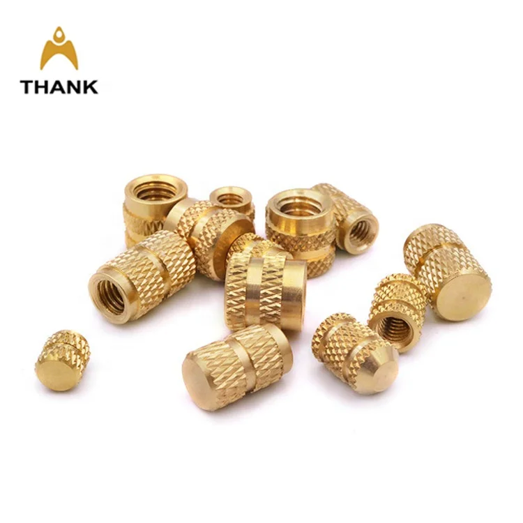Custom size M1.6 M2 M2.5 M3 M3.5 M4 M5 M6 M8 knurling through hole knurled threaded brass insert nuts for plastic