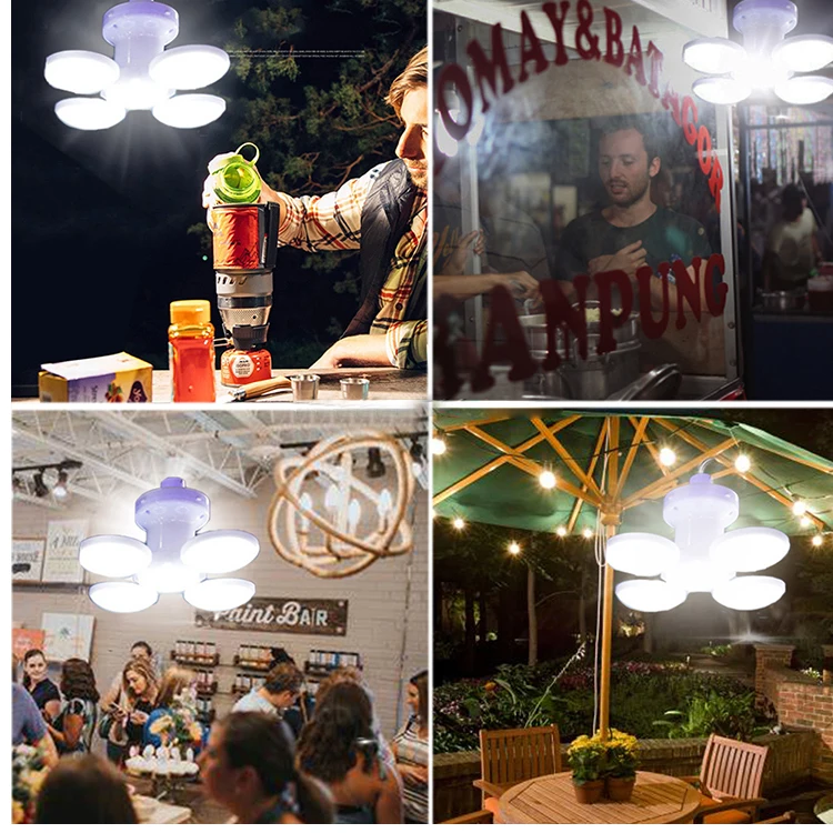 Solar charging four-leaf folding Camping lamp Tent Emergency lighting rechargeable bulb lamp