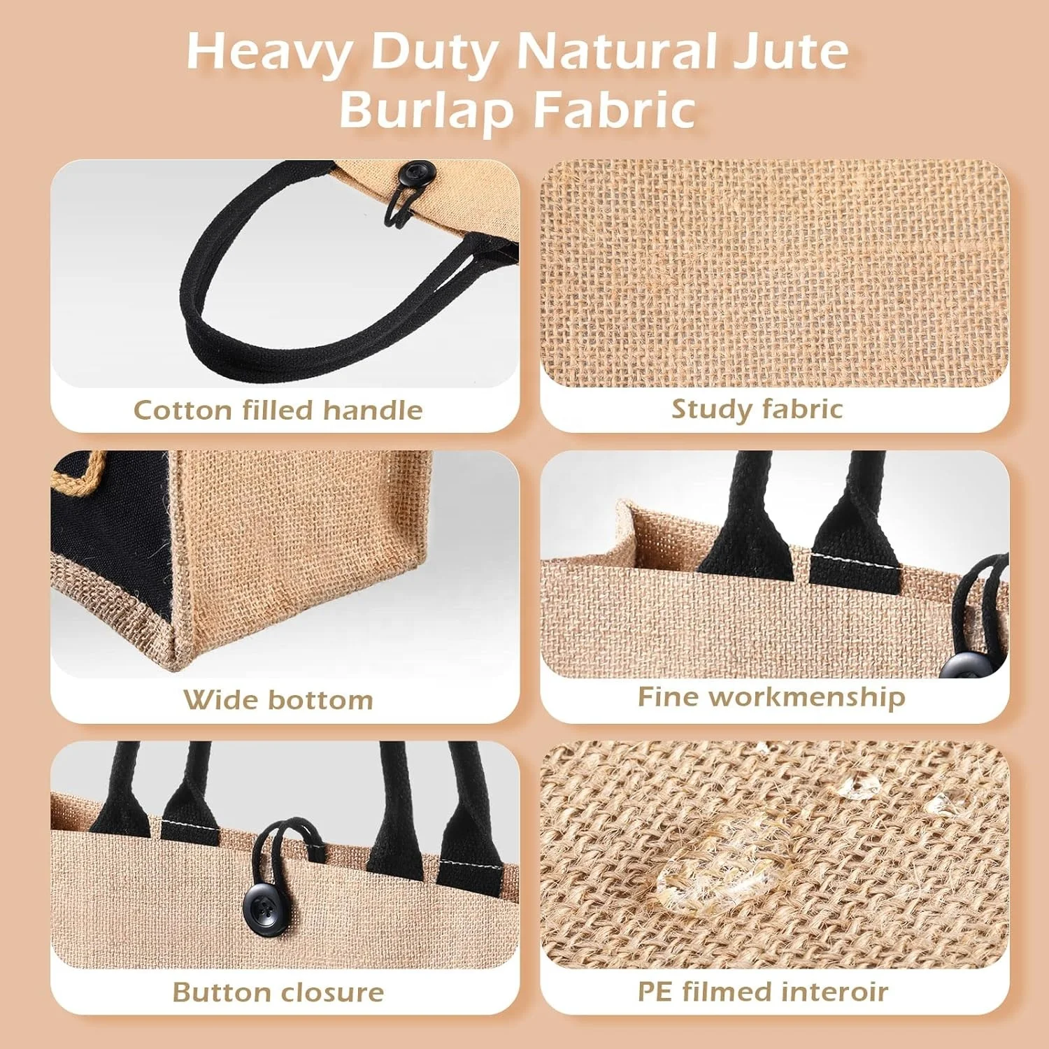 Hot Selling Reusable Natural Linen Hessian Beach Shopping Jute Tote Bag Custom Logo Printed Wholesale