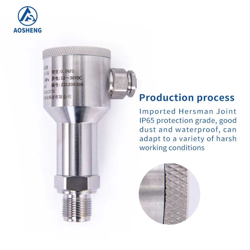 AOSHENG 4-20ma Gas Pressure Transmitter Explosion-proof Industrial Air Compressor Pressure Sensor