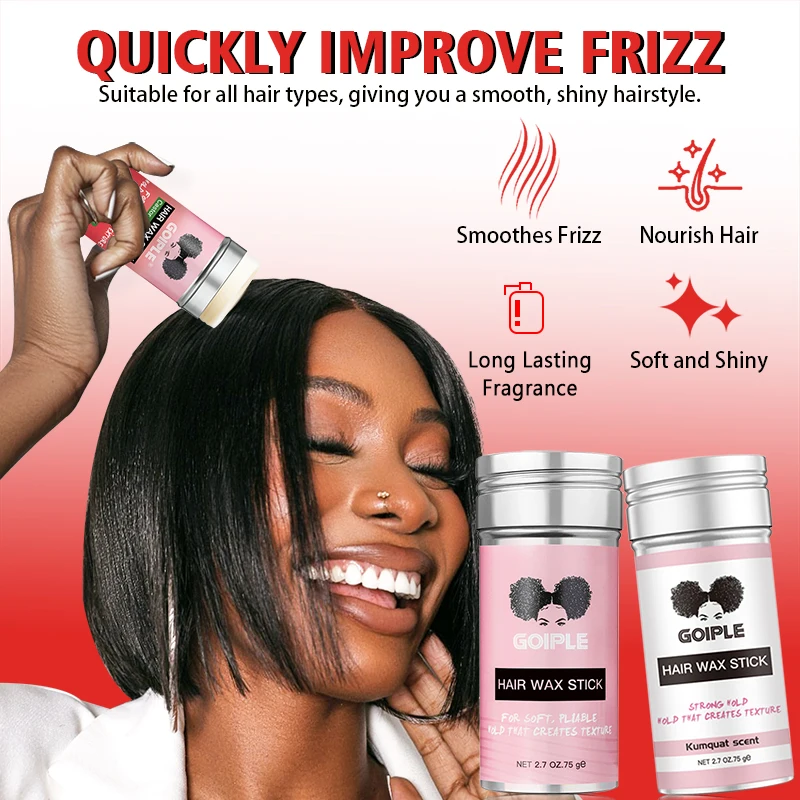 Custom Logo Hair Finishing Rod for Flyaways Private Label Anti Frizz Products for Women Tame Fly Away Castor Oil Hair Wax Stick