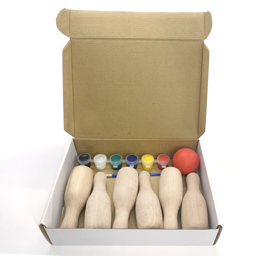 Outdoor wooden bowling set children toy manufacturer entertainment exercise fun outdoor yard game for adults