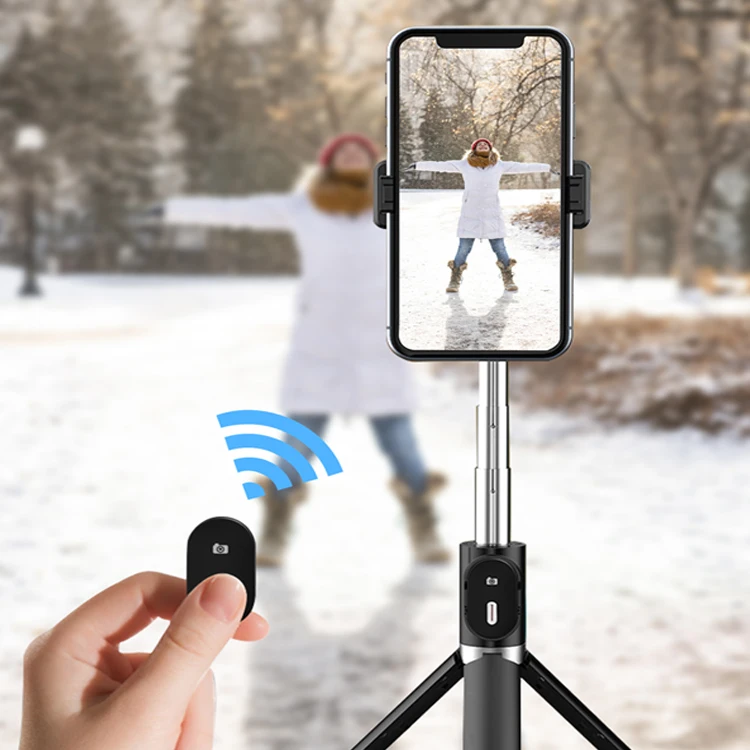 Smart 3 in 1 Wireless Blue tooth Selfie Stick Foldable Handheld Monopod Shutter Remote Extendable Mini