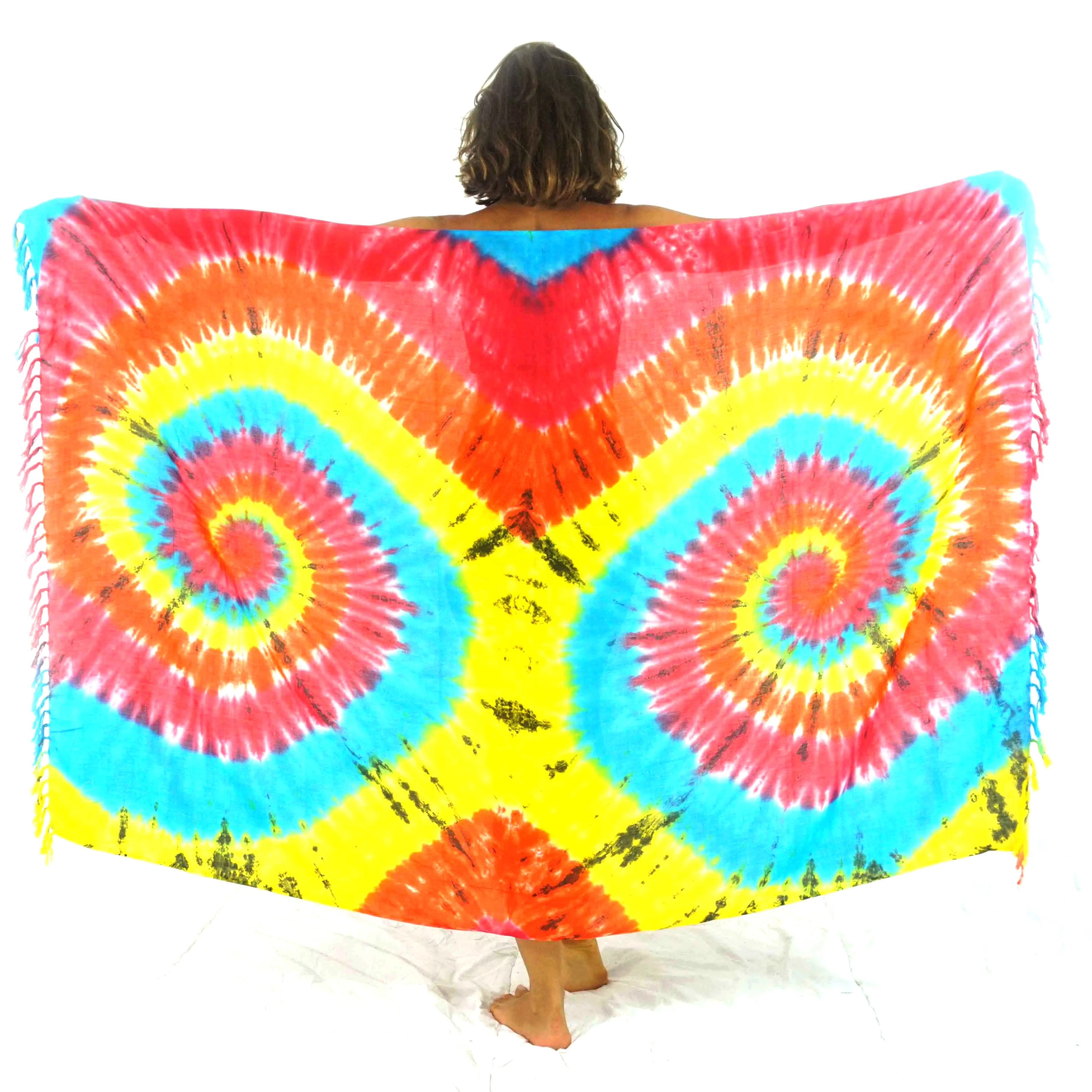 Hot Sale Breathable Hawaiian Tye-Dye Sarong Parep 100% Rayon Wholesale Custom Unisex Beachwear Cover Up TD111-000R2