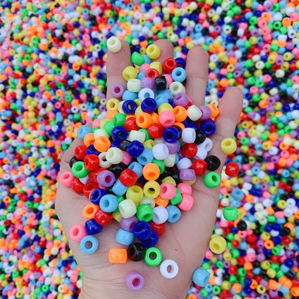 4*7mm non-transparent  candy color pony beads large hole plastic beads for DIY