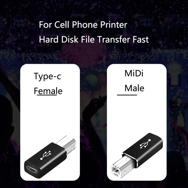 USB 3.1 Type C Female to USB 2.0 B Midi Male Adapter Electronic Instrument Converter USB-C Adapter For Printer Scanner Pian
