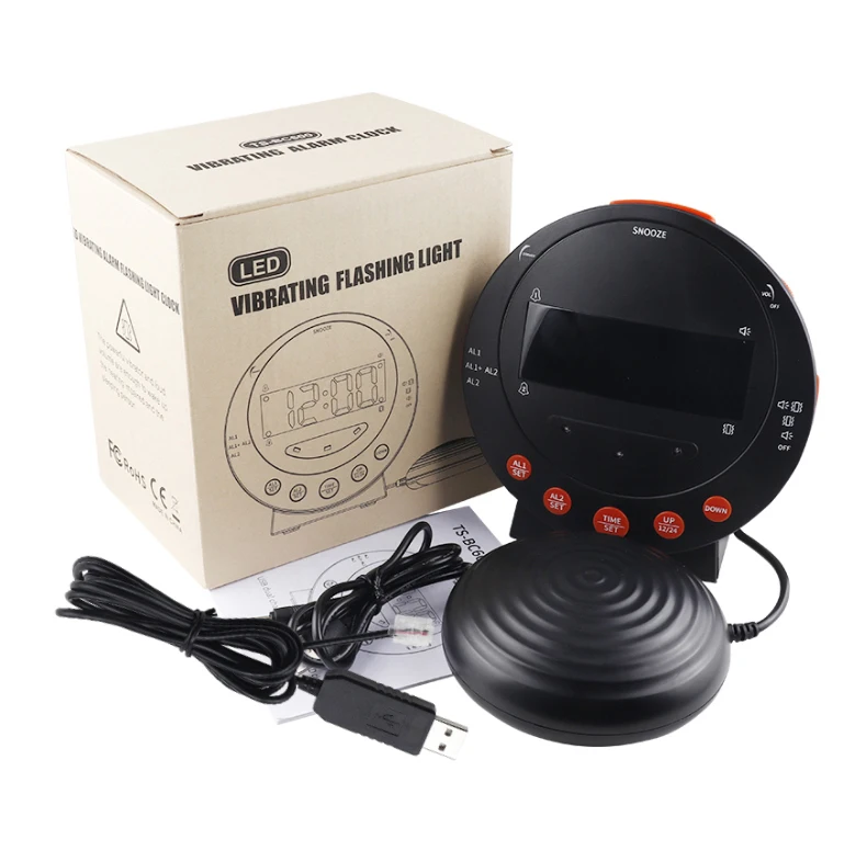 Vibrate Multifunctional Led Mirror Electronic Alarm For Bedroom, Fm Radio Rotatable Clock